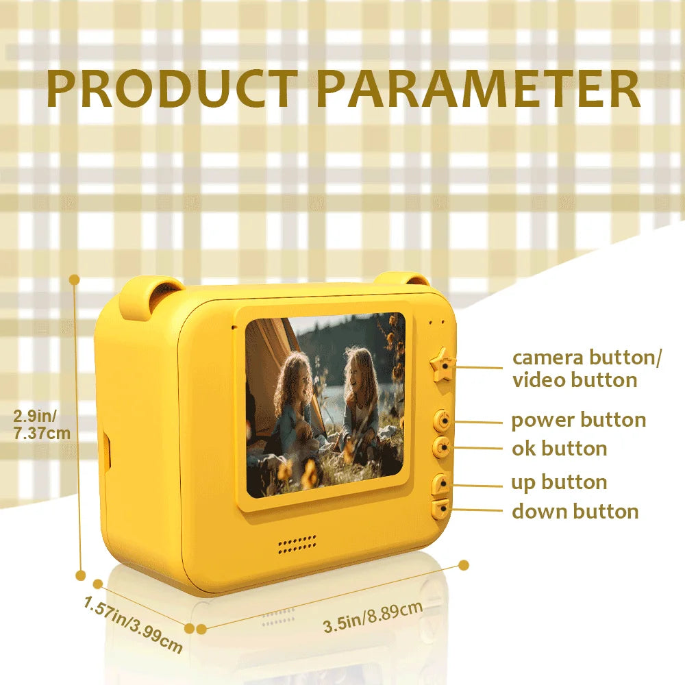Mini Digital Camera for Kids, Instant Print, Photo, Video Recorder, Thermal Printer, Birthday Gift