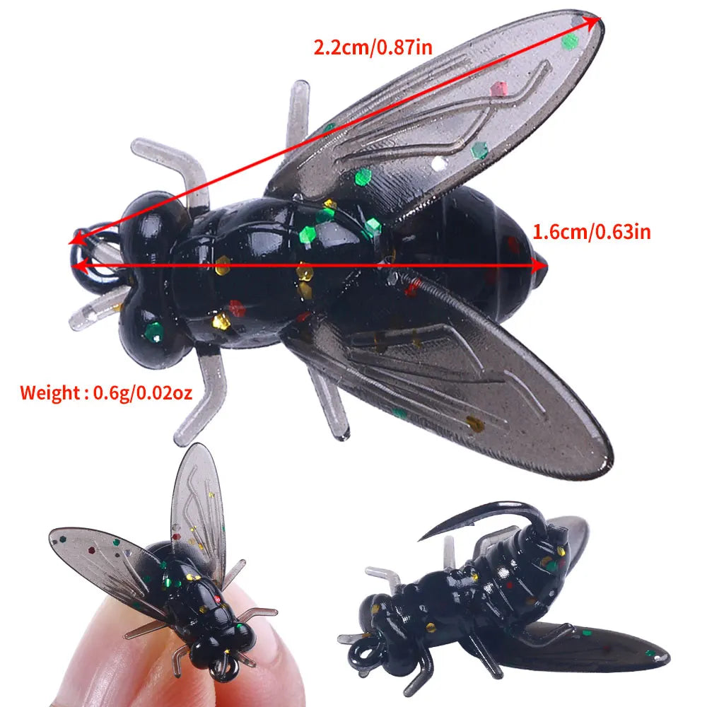 15pcs Box Kit Fishing Lure Stream Soft Bait Simulation Flies Insects Baits Small Fish Catch Artificial Lures Pike Carp Bass BAIT