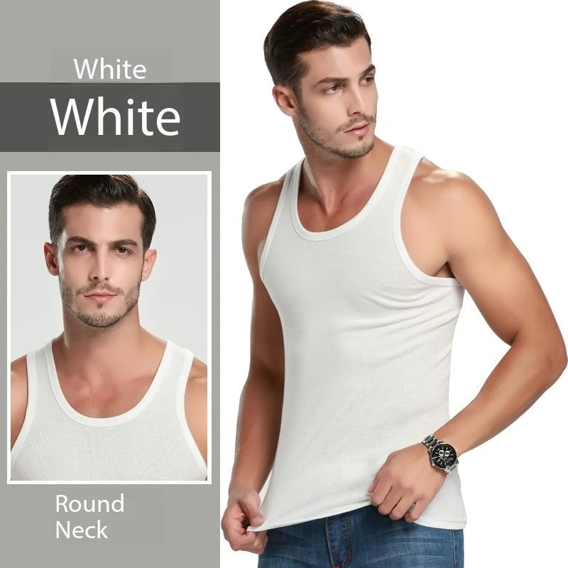 1 paquete de camisetas sin mangas de algodón para hombre, estilo simple de cuatro estaciones para adolescentes, gimnasio, fitness, camiseta sin mangas informal para hombres de mediana edad