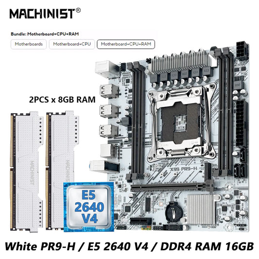 Kit de carte mère MACHINIST White X99, processeur Xeon E5 2640 V4 LGA 2011-3 en option, DDR4 2*8G = 16GB RAM NVME/SATA M.2 PR9-H Combo