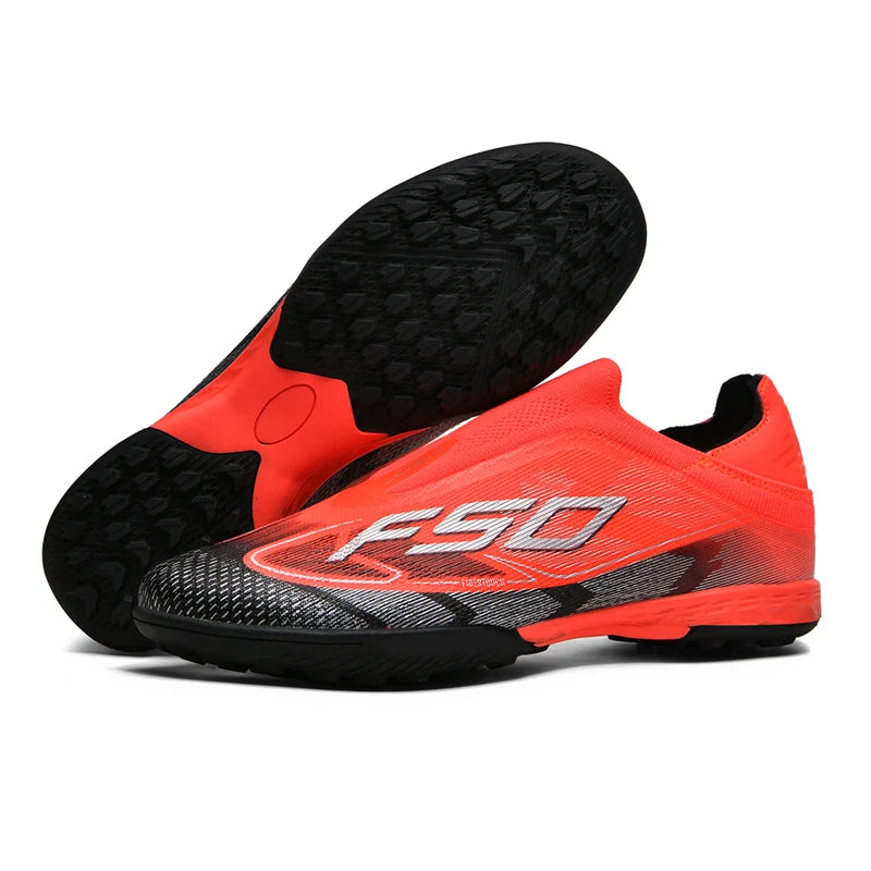 Chaussures de Football FG Homme Microfibre Montantes Sans Lacets — Niveau Avancé, Pelouse EU 34–46