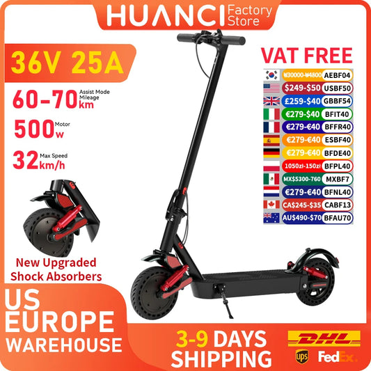 HUANCI D06 500W patinetes eléctricos e-scooter adulto 36V25AH e-scooters plegables 32 KM/H patinete eléctrico de 8.5 pulgadas