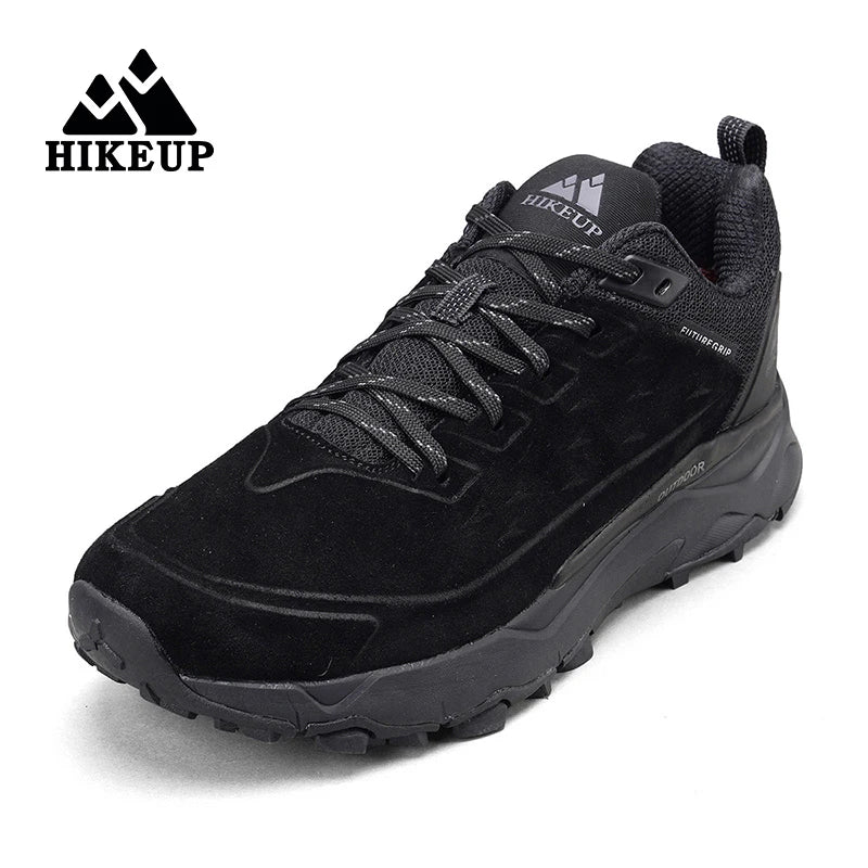 HIKEUP chaussures de randonnée pour hommes Sports de plein air Camping chasse marche chaussure daim cuir véritable respirant Sneaker antidérapant