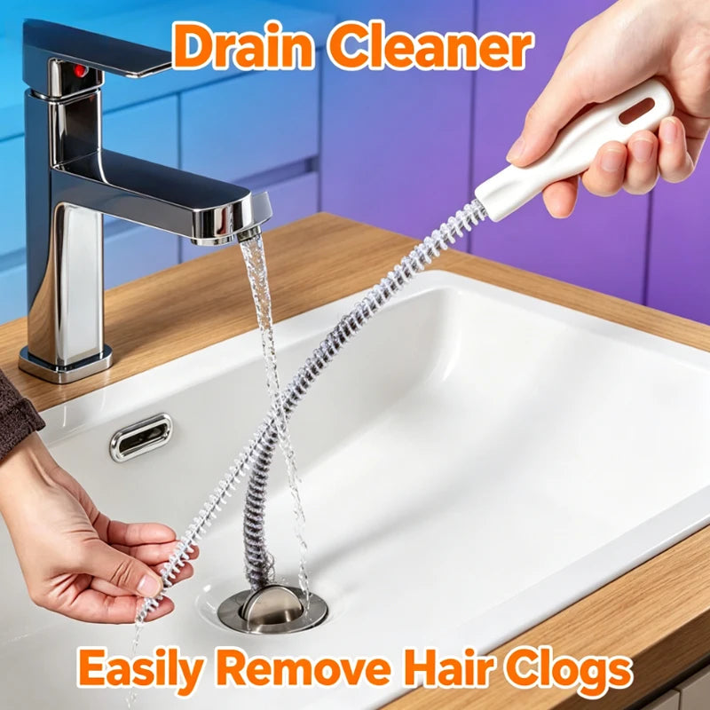 1 brosse de nettoyage pour évier, déboucheur flexible pour éviers et canalisations, pour salle de bain et cuisine