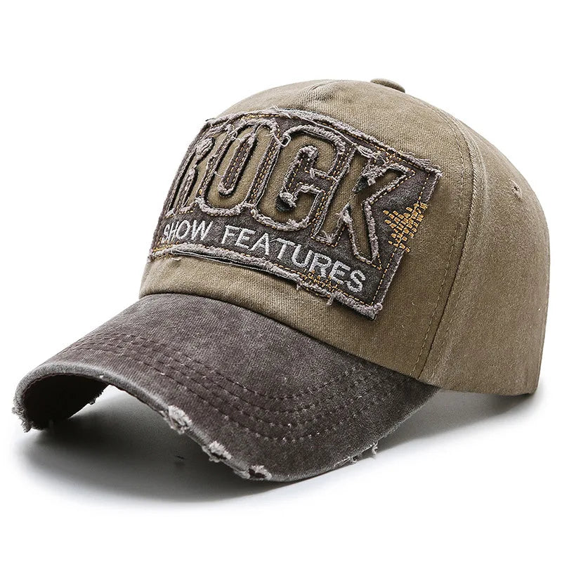 Casquette en denim shabby avec lettres lavées — hommes, femmes, chapeau de soleil, version coréenne, mode printemps/automne