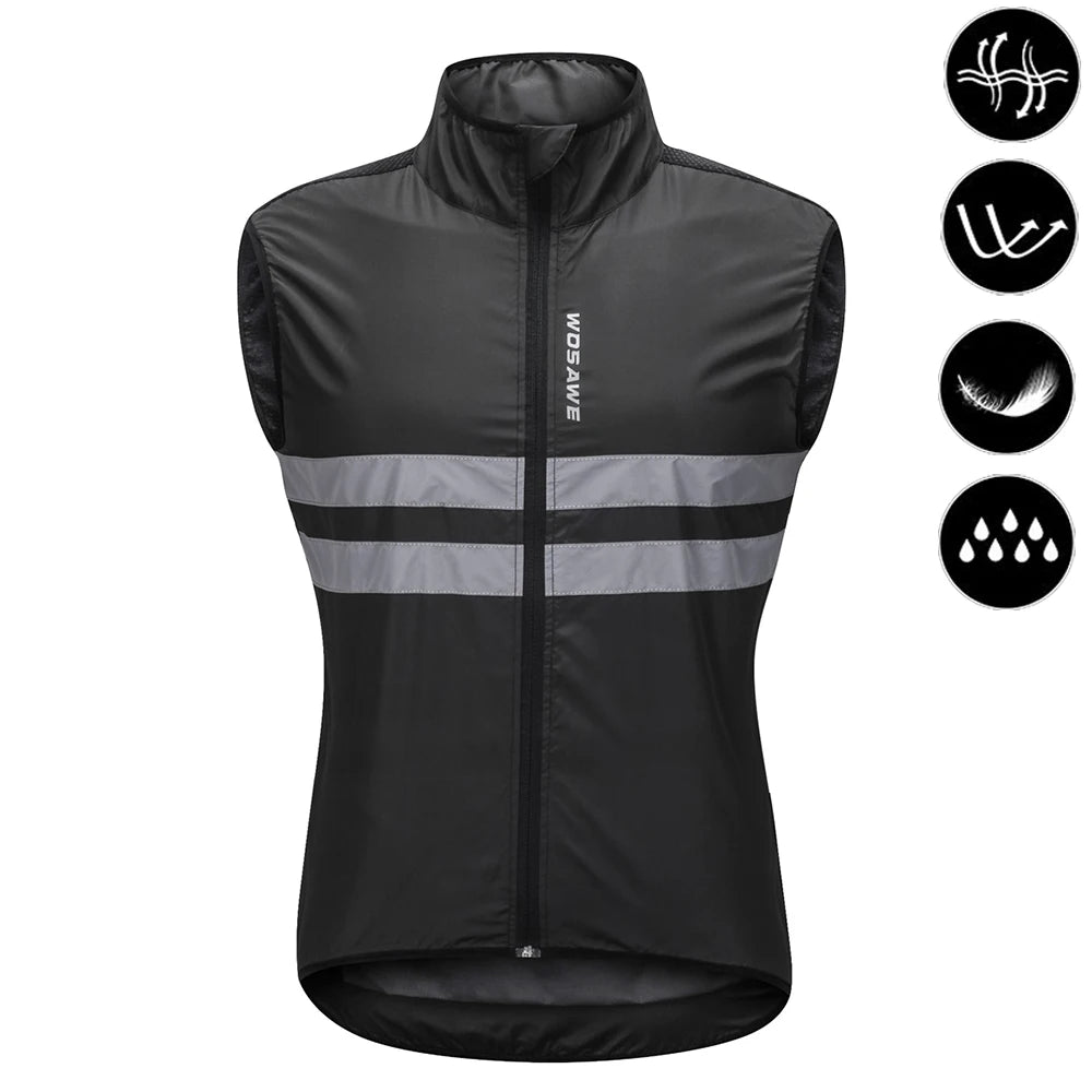 Gilets de cyclisme nuit sécurité pour hommes — sans manches, sport, VTT, vêtements vélo route