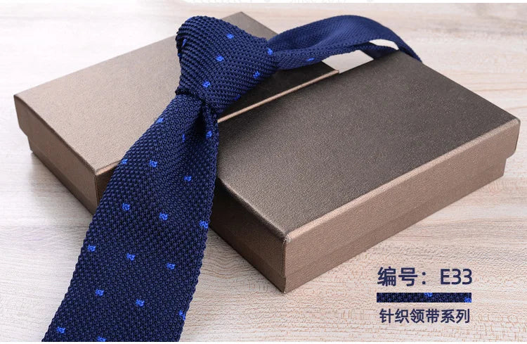 Men's Casual British Style Retro Striped Knitted Ties Formal Business Navy Red Brown Handmade Ties Tuxedo Neckties
