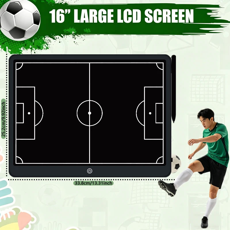 Tableau Tactique Football LCD Portable — 8,5 ou 16 Pouces, Stratégie Entraîneur & Cadeau Sport