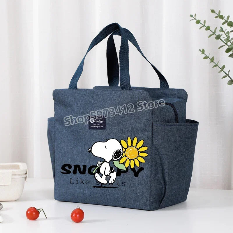 Bolsa isotérmica portátil para el almuerzo y bebidas de Snoopy, bolsa isotérmica para alimentos, caja térmica, bolsa de picnic, bolsas de transporte, bonito regalo para niños