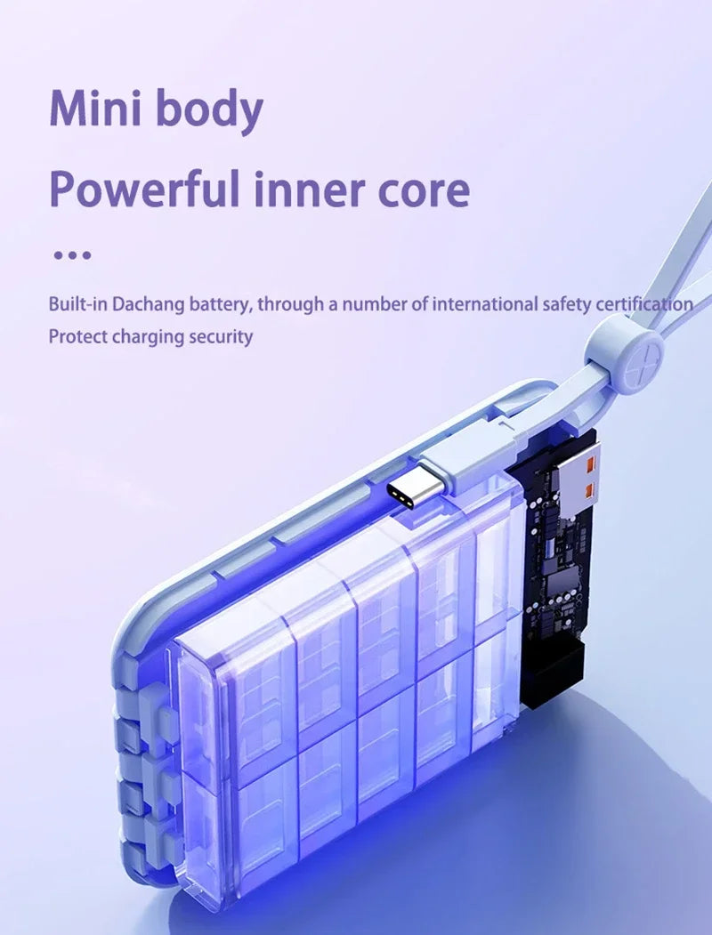 Power Bank 120W grande capacité — 4 câbles intégrés, affichage numérique intelligent, portable