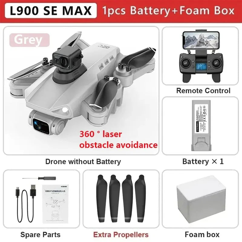 Drone GPS L900 Pro SE MAX 4K, doble cámara HD profesional 5G WIFI 360° Motor sin escobillas para evitar obstáculos Rc FPV Quadcopter Dron
