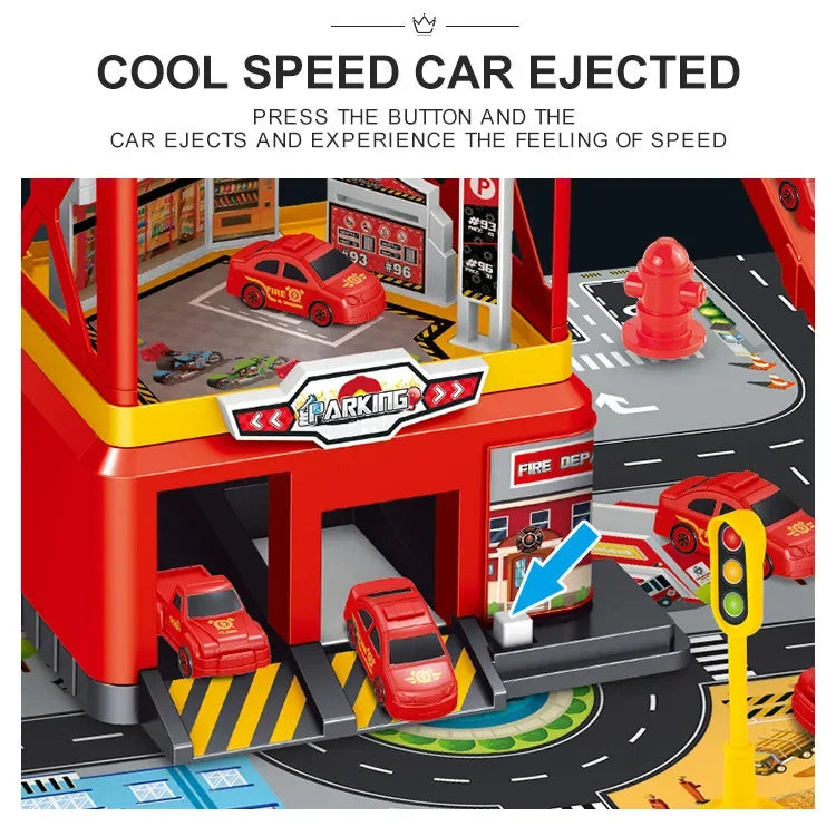 Coches ferroviarios Parking de bricolaje ensamblado pista inercia coche ingeniería vehículo coche pista para niños niños regalos de cumpleaños