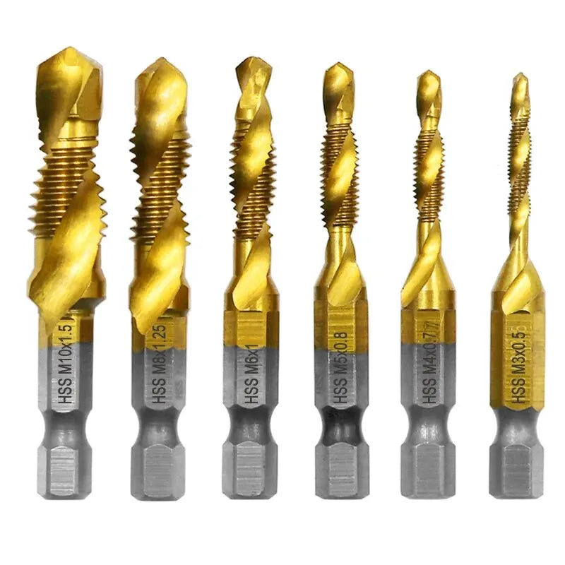 Ensemble d'outils de perçage et de chanfrein en acier à grande vitesse, machine intégrée, taraud composite, plaqué titane 4341, 6 pièces