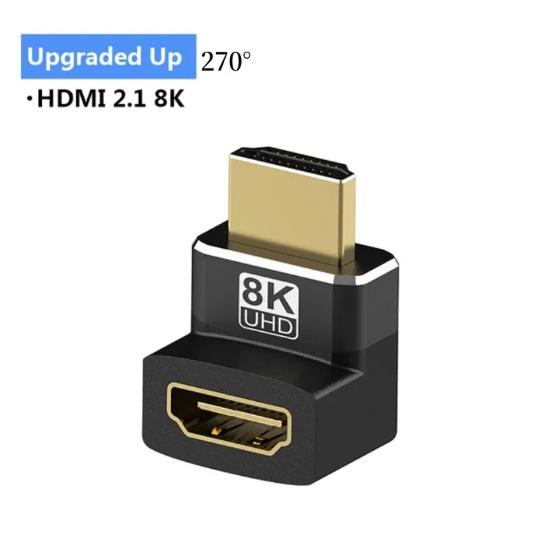 Adaptador HDMI 2.1, 8K, de 90 a 270 grados macho a hembra, 8k60Hz 4k120Hz, 48Gbps, compatible con PS5/4, HDTV, Roku, TV Stick, PC