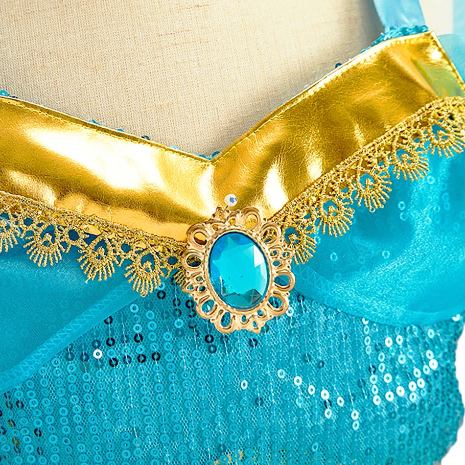 Robe de princesse arabe pour enfants — costume Halloween, carnaval, Cosplay, tenue paillettes