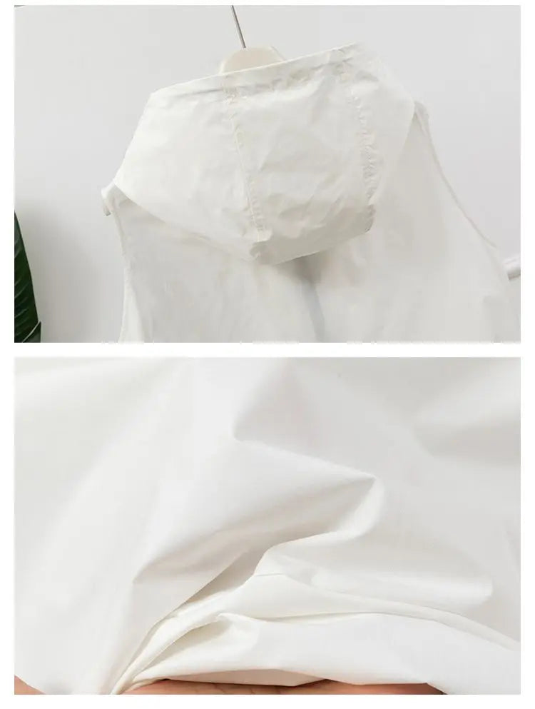 Chaleco utilitario sin mangas con capucha para mujer, gris claro, cremallera frontal, cordón, bolsillo en la cintura, chaleco informal para exteriores