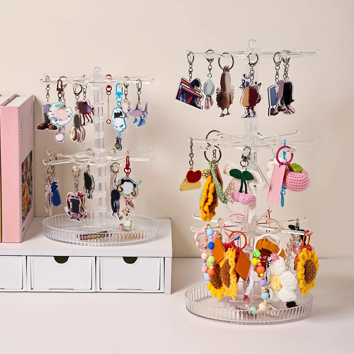 Llavero giratorio ajustable de varias capas, soporte de exhibición de joyas, pulseras, accesorios de joyería de escritorio, organizador de exhibición, regalo de vacaciones, 1 unidad