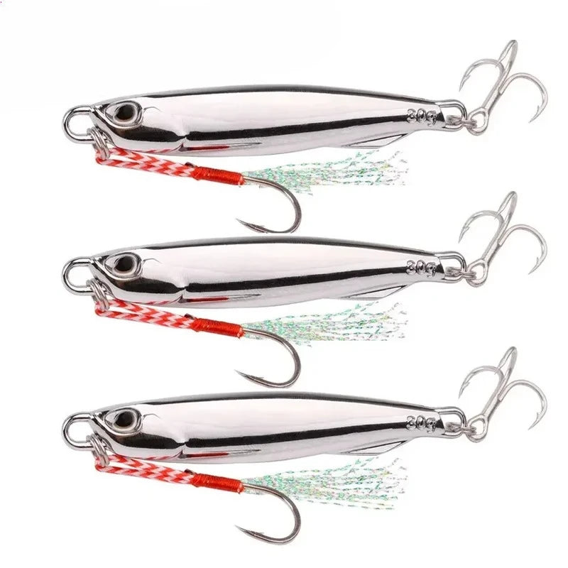 10 pièces/paquet pêche métal gabarit leurres 20g 30g 40g placage argenté métal gabarit leurre pêche appât pêche leurre eau salée bar attirail