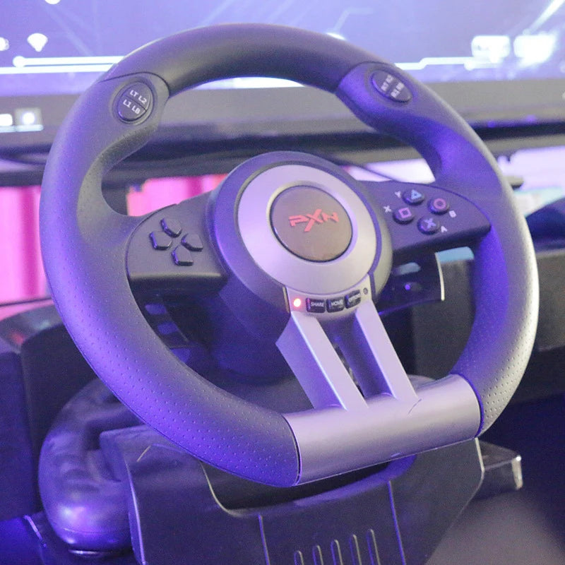 Machine de course VR intérieure à 3 écrans, simulateur 2 places 3 DOF avec volant en métal, simulateur de conduite de jeu de voiture de course à trois axes