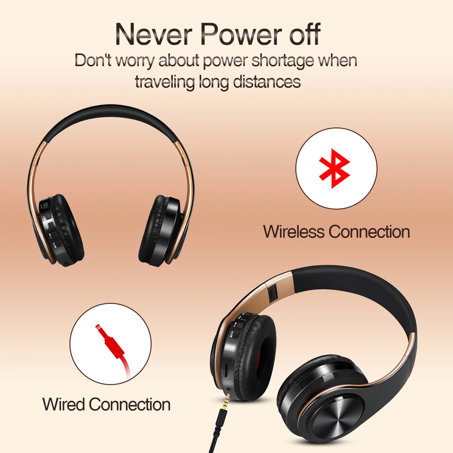 Auriculares inalámbricos Bluetooth para hombre, regalo dorado, auriculares estéreo, juego con micrófono incorporado, universales para Android e iOS