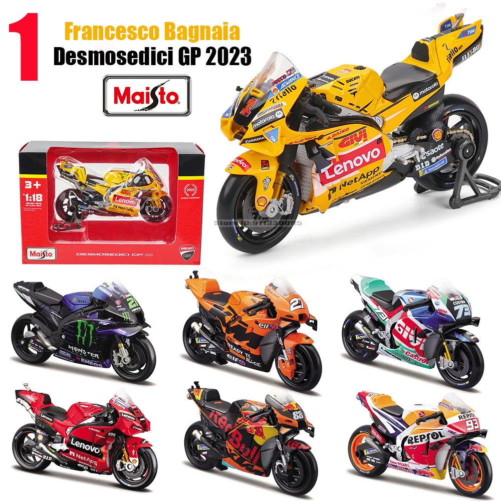 Modèle réduit moto GP 1:18 — champion 2023, alliage moulé, collection, cadeau jouet
