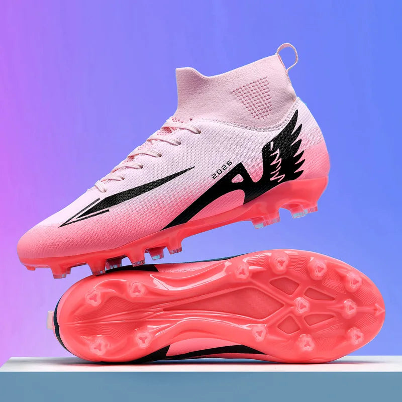 wrfskm Chaussures de Football Futsal Homme FG Montantes — Cuir Verni, Semelle TPR EU 31–48