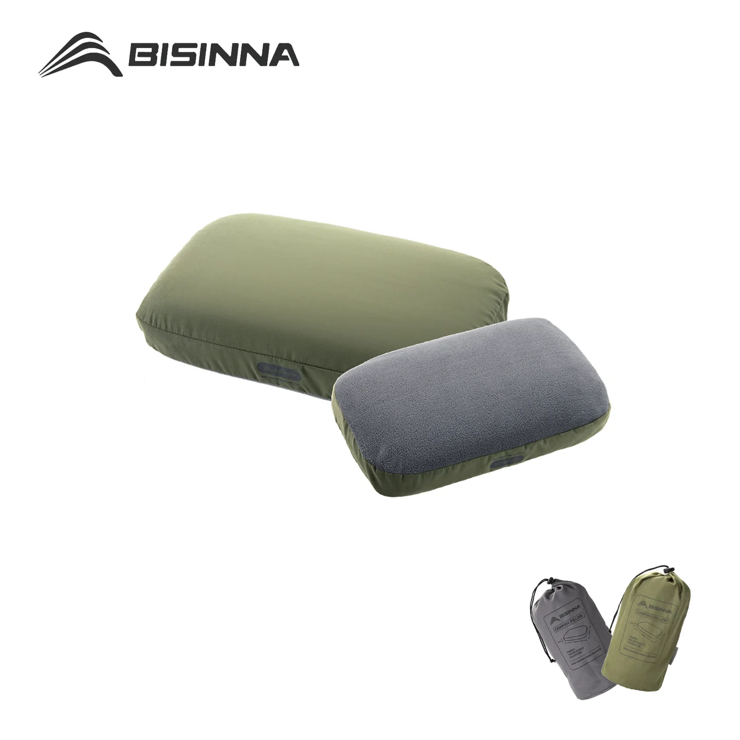 BISINNA 1 oreiller en mousse à mémoire de forme portable pour camping, oreiller cervical avec taie amovible, oreiller de sieste, support de nuque, fournitures de voyage