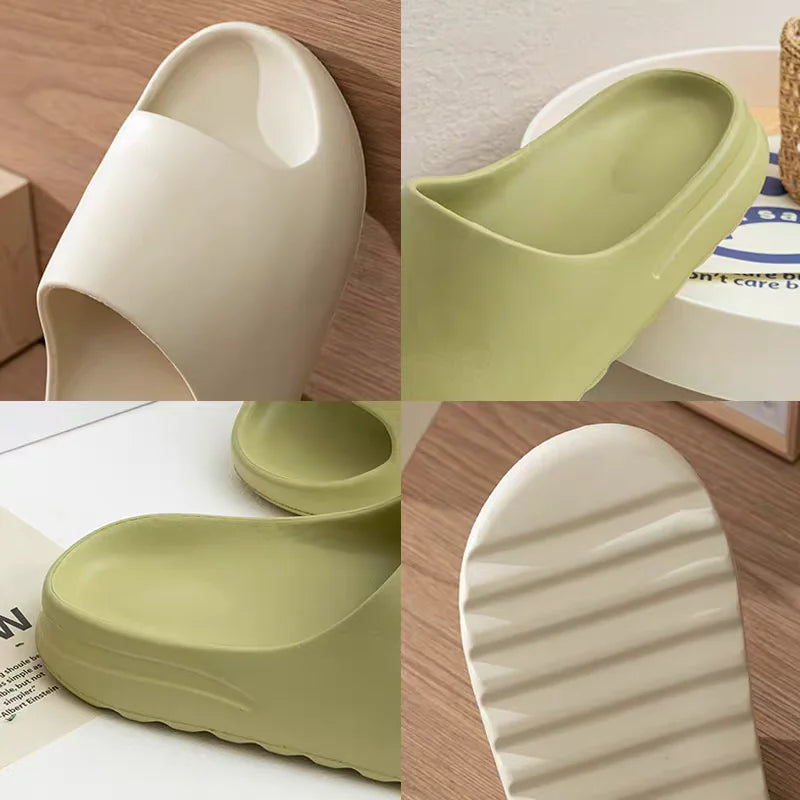 Women's and Men's Summer Slippers, Casual Sandals, Beach Shoes, Soft Bottom Slides, Thick Platform, EVA Non-Slip Home Slippers