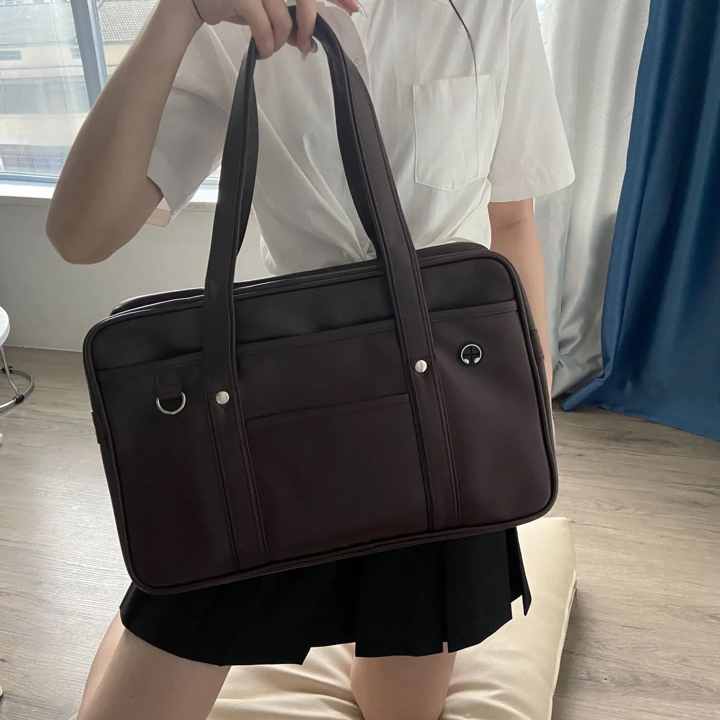 Bolso de uniforme escolar japonés bidimensional para estudiantes JK, mochila de PU para niñas, bandolera de mensajero de un solo hombro, resistente al desgaste e impermeable