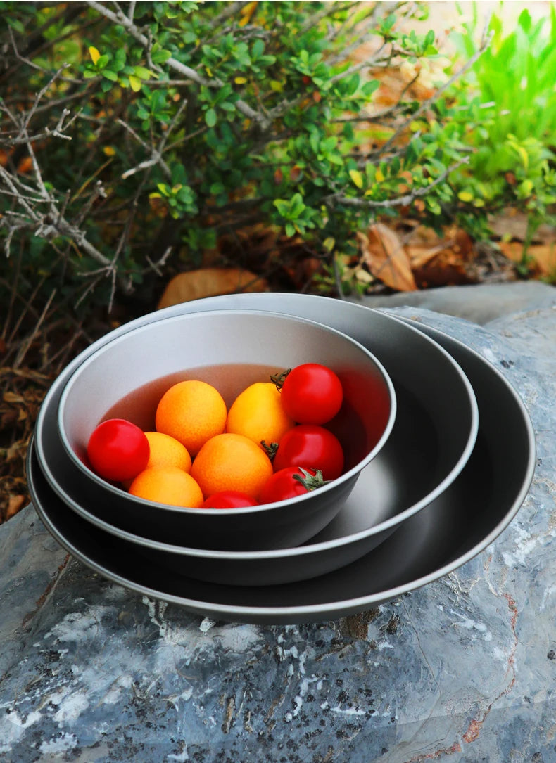 Tiartisan-Filles à repas de camping en titane, assiettes, ustensiles, randonnée en plein air, ultraléger, portable, empilable, plats à salade, ensemble de britware