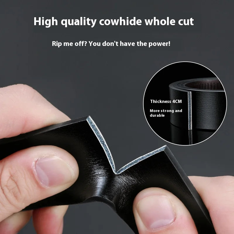 Men's Leather Belt Fashion Automatic Buckle Cowhide Luxury Male Belts Designer Black Belt 110-160 cm Large Size Jean Belt
