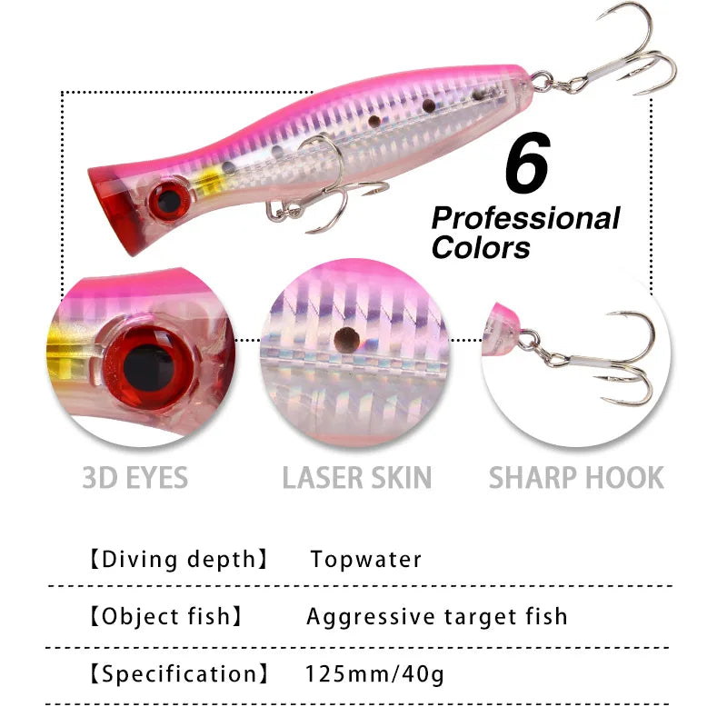 YUCONG Leurre Popper Silencieux — Appat Surface Haute Précision