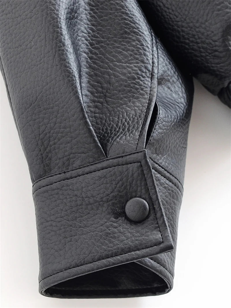 Veste femme automne 2025 nouveau noir à manches longues galets Faux cuir veste moto Style personnalité mode