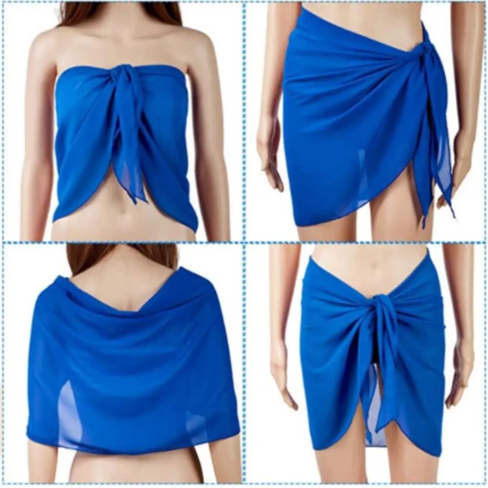 Jupe courte en mousseline de soie pour femmes, Industries ong, cover-ups pour les maillots de bain, bikini de plage, rond, transparent, écharpe, été