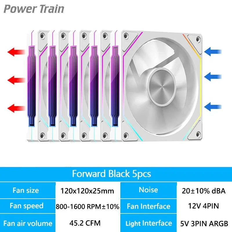Ventilateur de boîtier PC ARGB LDPCSJ Prism 4RS 120 mm avec design miroir infini, synchronisation avec la carte mère, ventilateur de refroidissement CPU PWM 4 broches