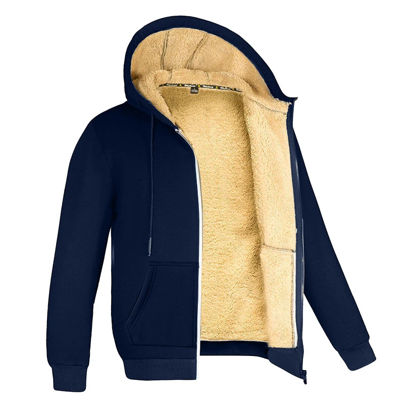 Veste à capuche en laine d'agneau pour homme et femme, manteau chaud, manches longues, sweats à capuche zippés, décontracté, sport, sourire, noir, hiver