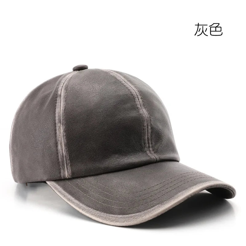 Men's and Women's Leather Baseball Cap, High Quality Snapback, Street Hip Hop Trucker Hat, Hat for All Seasons, Luxury Brand, Winter Cap, New