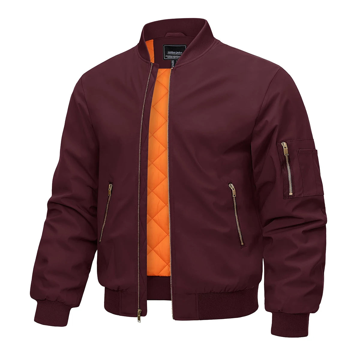MAGCOMSEN Bomber jacket men's warm zip winter padded casual coat baseball windproof pilot varsity jackets