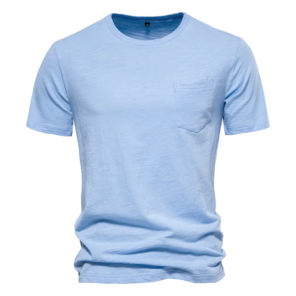 100% coton hommes T-shirt décontracté doux Fitness été mince T-shirts hommes vêtements de maison col rond à manches courtes solide T-shirt pour hommes