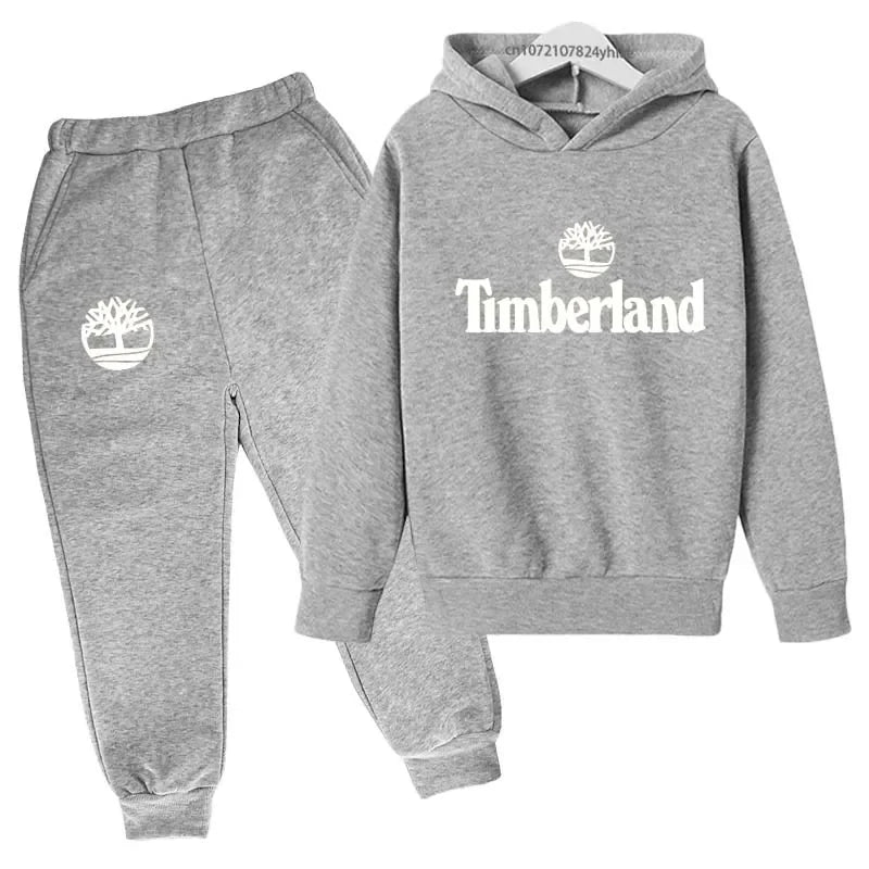 Trajes casuales para niños y niñas de 2 a 13 años, marca de moda, letras estampadas, 2 piezas, sudadera con capucha + pantalón