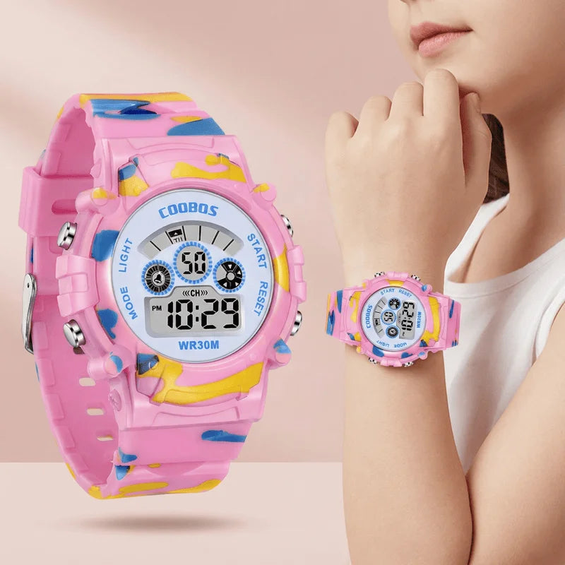 Kids Digital Watch Waterproof LED Luminous Watch for Children Sports Camouflage Watches for Boys Girls Student Clock montre enfant