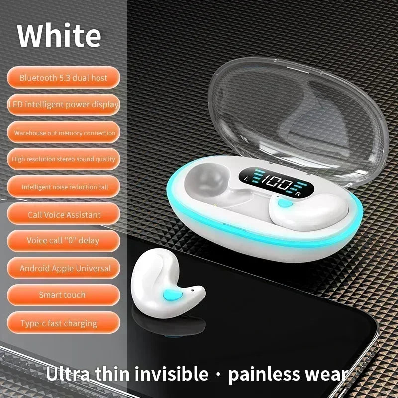 X55 Wireless Sleep Earbuds Mini Headphones for Work TWS Bluetooth Stereo Earphone Hidden Headsets with HD Call Waterproof Mic
