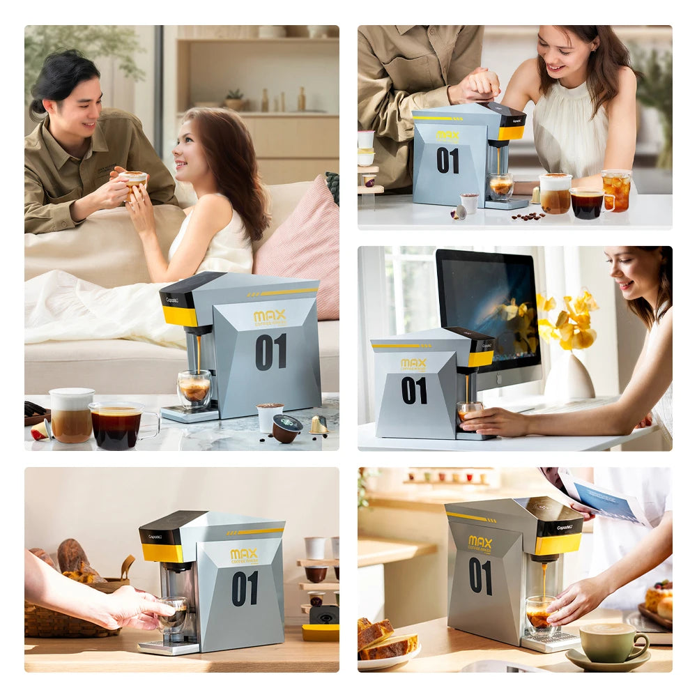 Máquina de café espresso 4 en 1 compatible con monodosis K-Cup, cápsulas Nespresso originales, cápsulas DG y café molido