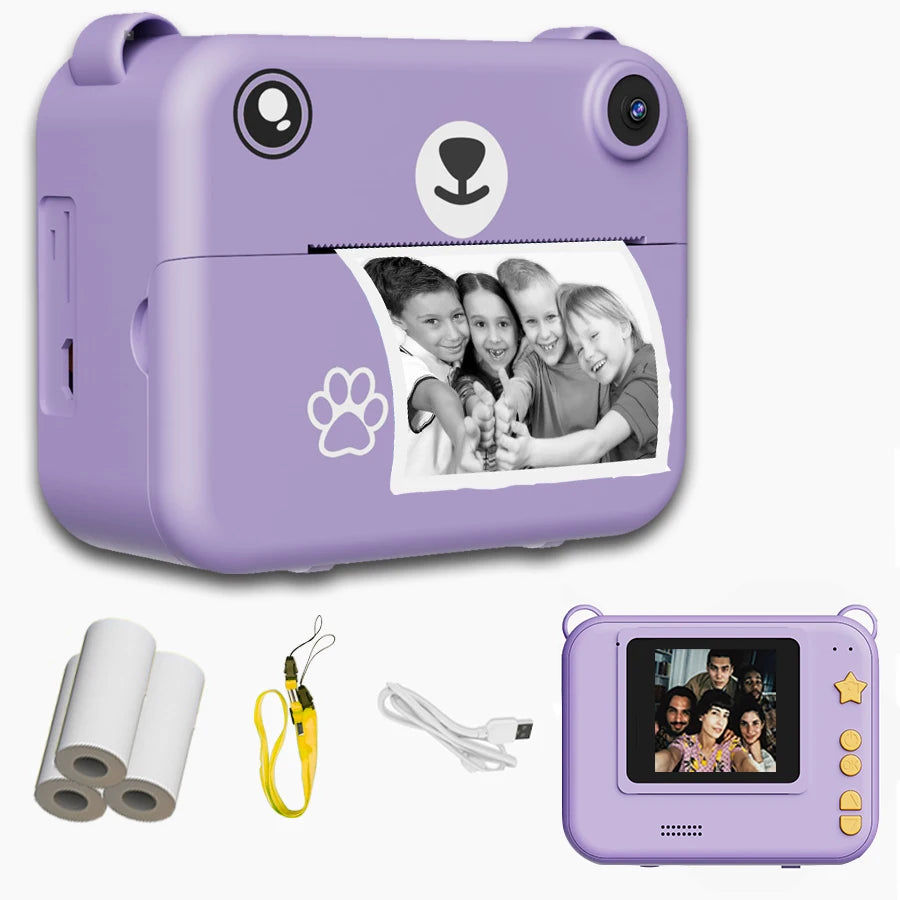 Appareil Photo numérique pour enfants, photographie à impression instantanée, enregistreur vidéo HD 1080P, Mini imprimante thermique, cadeaux d'anniversaire éducatifs