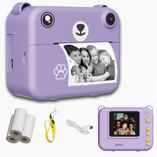 Kids Digital Camera, Instant Print Photography, 1080P HD Video Recorder, Mini Thermal Printer, Educational Birthday Gifts