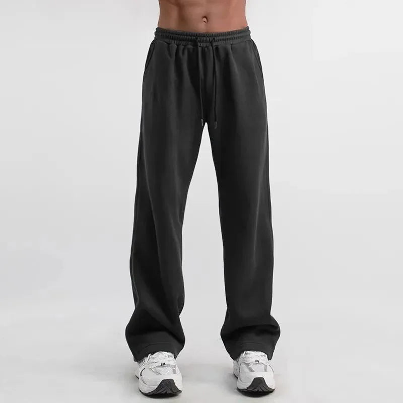 Men's Comfortable Straight Leg Sweatpants, Y2K Retro Style, Loose Fit, Hip Hop Joggers, Casual Pants with Large Pockets