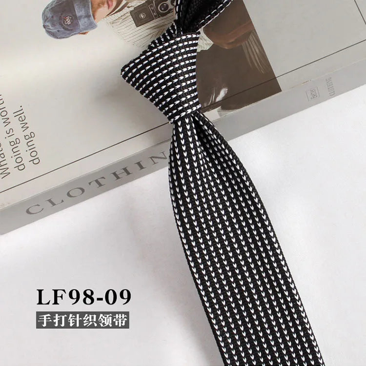 Cravates tricotées rayées pour hommes, rétro étroit, Style coréen, chemises décontractées, accessoires, costume, cravate