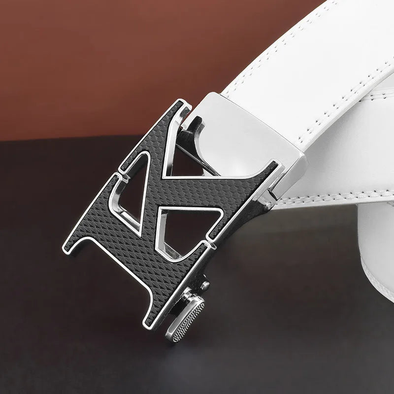 Cinturón de cuero blanco de alta calidad letra k para hombres Diseñadores de lujo famosos hombres jóvenes piel de vaca marca Jeans casual moda Cinturón Hombre