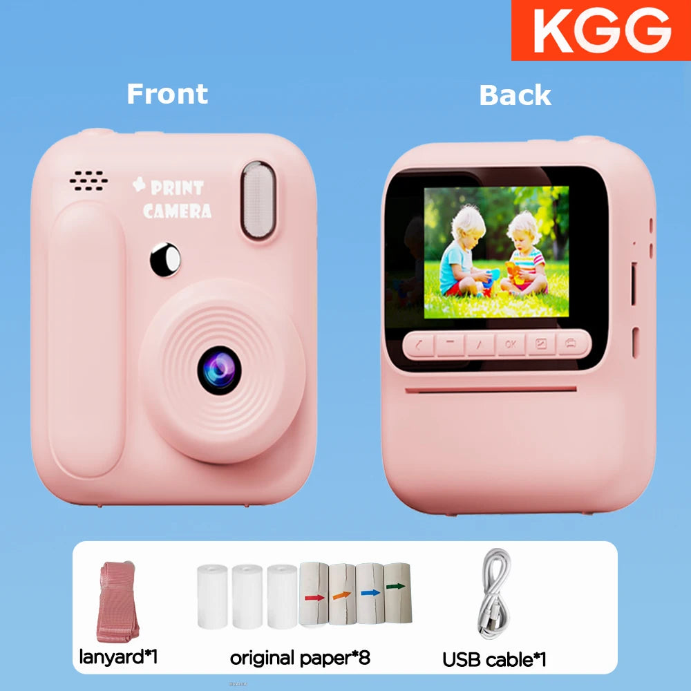Instant Camera for Kids, Color Printing, 32GB, 1080P, Thermal Print Toy, Photo, Video Games, Music, Children's Gift
