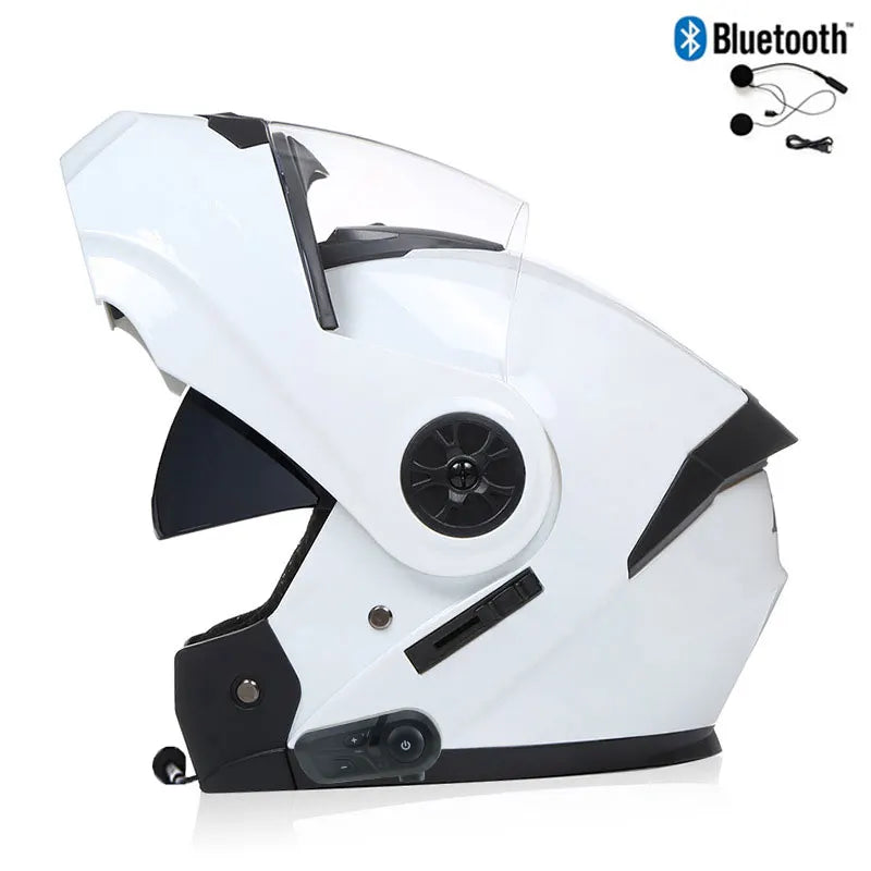 Casque Moto Bluetooth Intégral Homme — Motocross Rabattable Certifié DOT